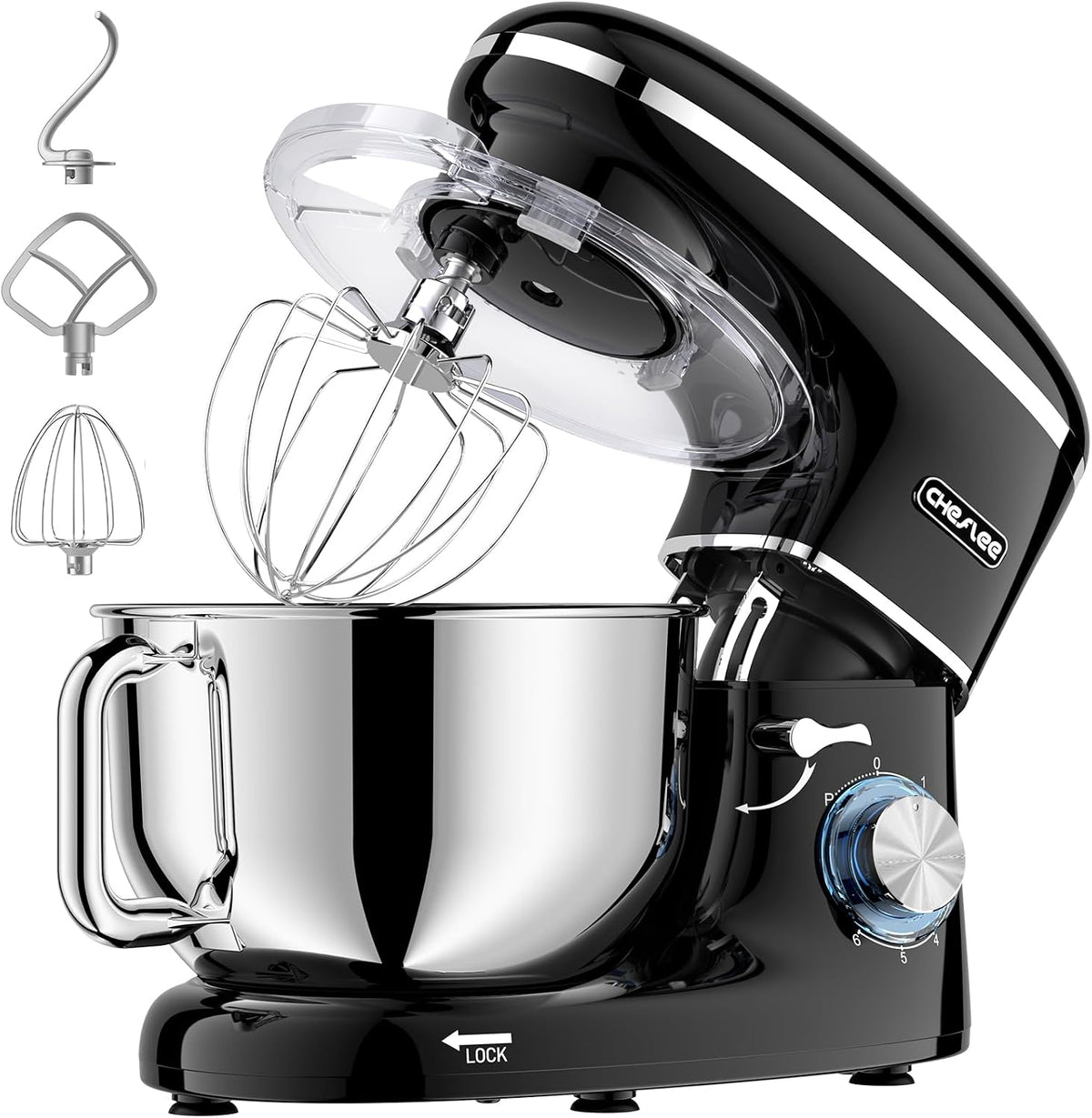 CHeflee Knet- & Rührmaschinen, 2000 W, 6.2 L, Kupfer, Küchenmaschine Teigmaschine Knetmaschine, Mit EdelstahlschüSsel