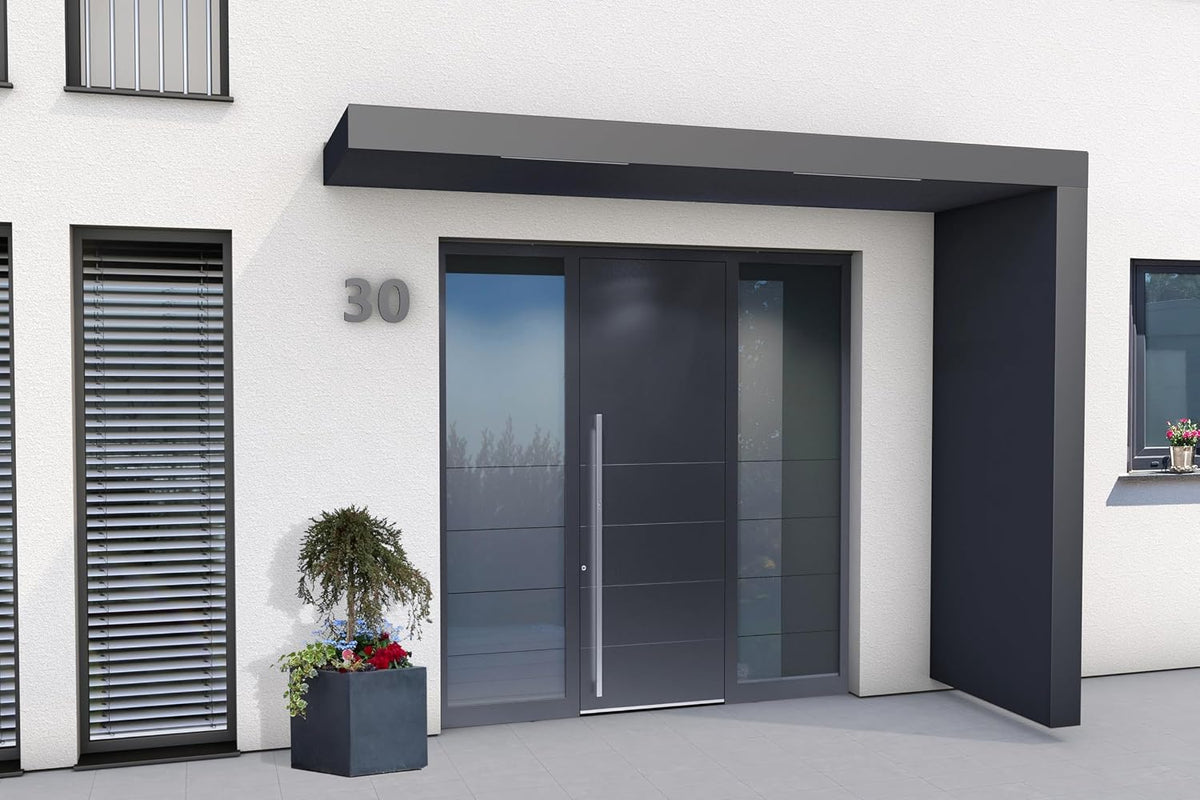 Gutta Pavillion, 300 x 90 x 15,5 cm, Anthrazit, Rechteckvordach BS Plus 300 mit Seitenteil rechts -, Maße: und Seite 220 x 90 x 14