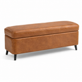 Gepolsterte Sitzbank mit Stauraum, 120 × 40 × 45 cm, Kunstleder, Braun/Schwarz