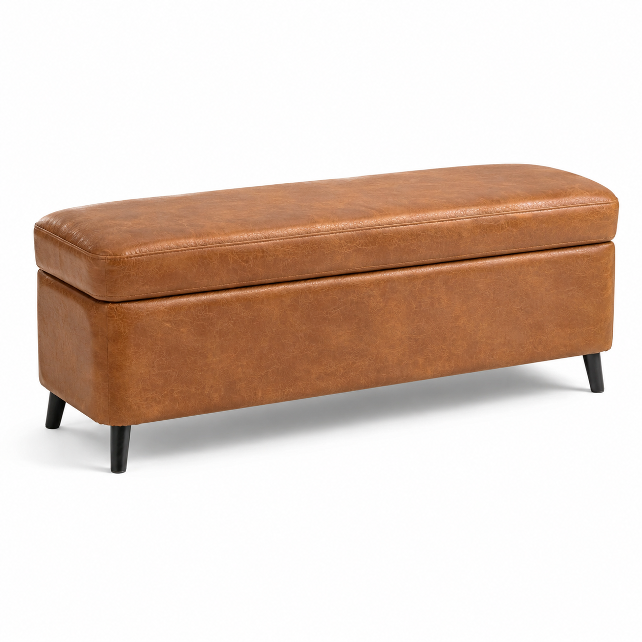 Gepolsterte Sitzbank mit Stauraum, 120 × 40 × 45 cm, Kunstleder, Braun/Schwarz