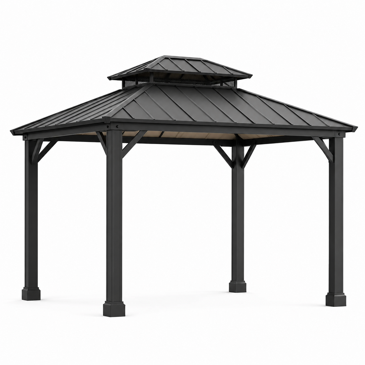 Metall-Gartenpavillon mit festem Doppeldach, 400 × 300 × 290 cm, Anthrazit