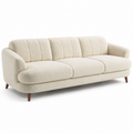 Modernes 3-Sitzer-Sofa mit Bouclé-Bezug in Cremeweiß und braunen Holzfüßen, 220 × 90 × 82 cm