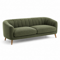 Modernes 3-Sitzer-Sofa in Olivgrün mit braunen Holzfüßen, 210 × 90 × 78 cm