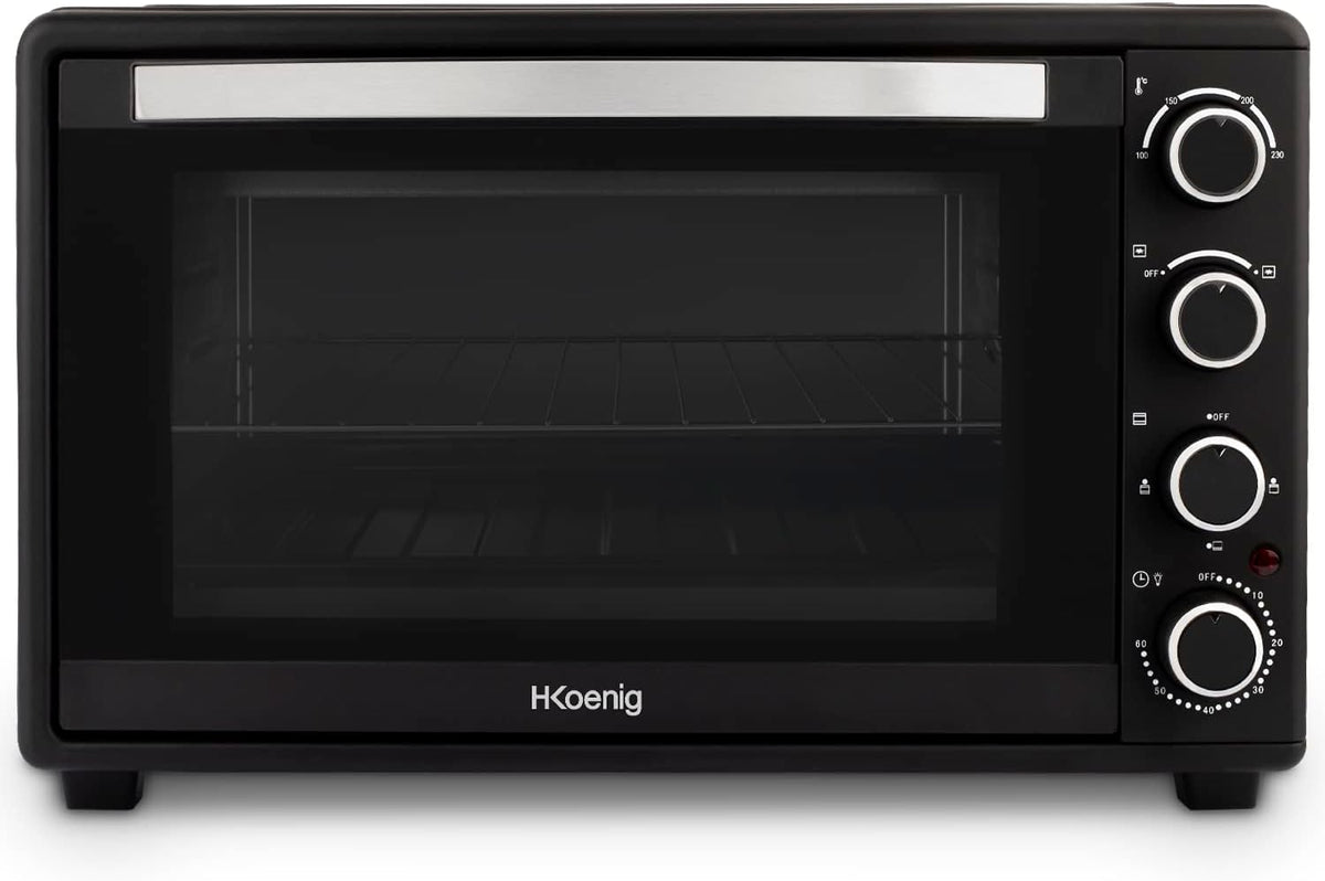 H.Koenig Backofen, 2000 W, 45 L, Schwarz, Mini- FO45, Elektro, Kompakt Freistehend, Multifunktionell, Leistungsstark Programmierbar