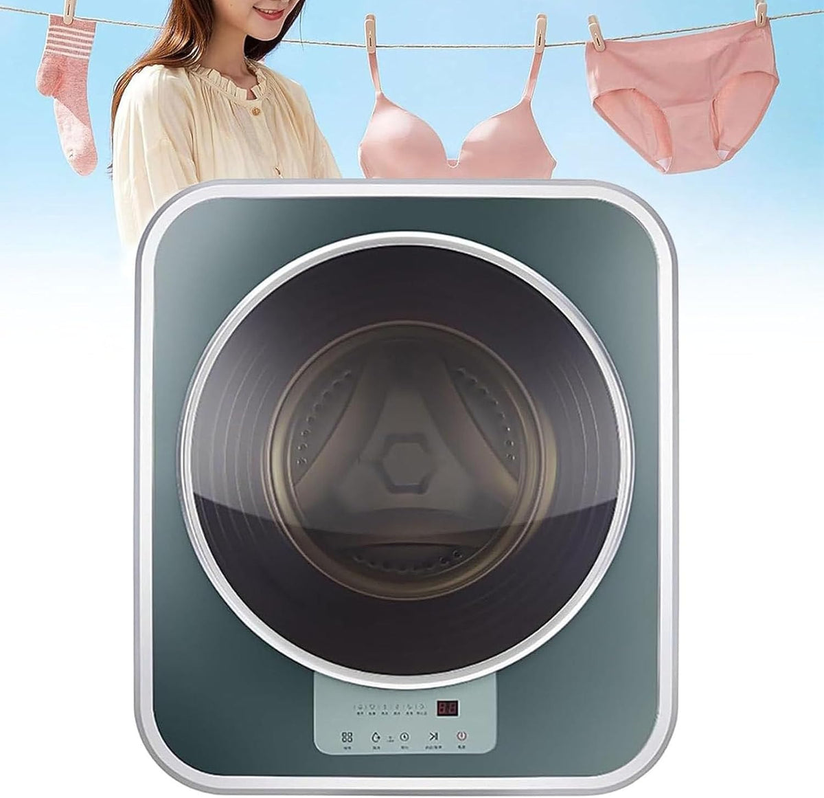 Waschmaschine, 3Kg, Grün, Mini, 8 Modi Mini Kleine Wandmontierte Washing Machine Trommel, Für Badezimmer, Apartment