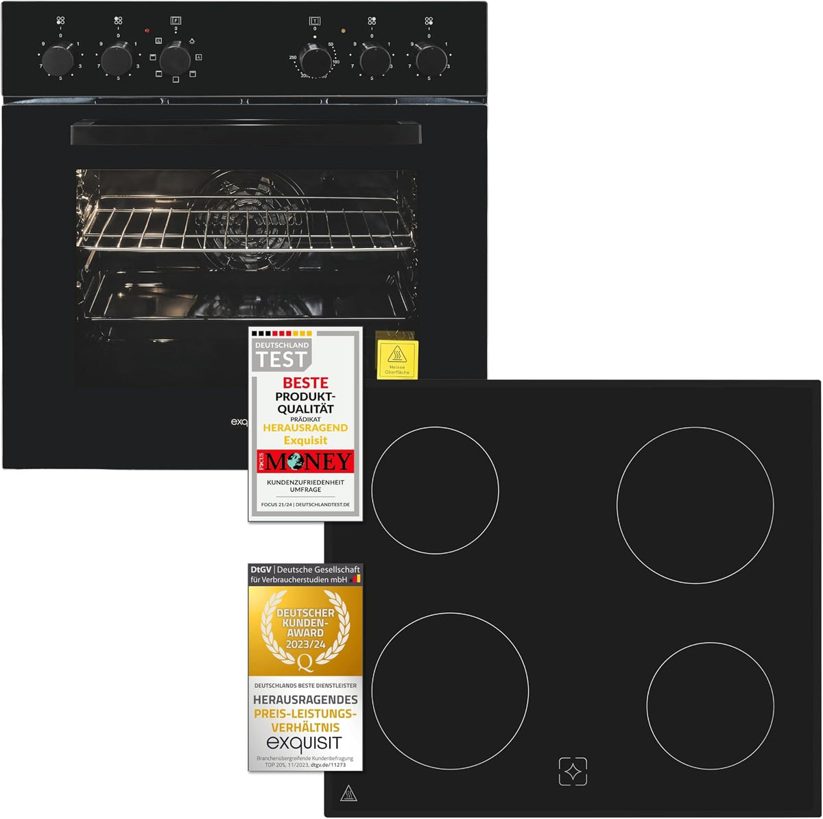 Exquisit Herd, schwarz, Set EHE256-U-020-Set
