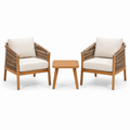 3-teiliges Gartenmöbel-Set Braun/Beige – 2 Sessel je 68 × 73 × 80 cm und Tisch 55 × 50 × 43 cm