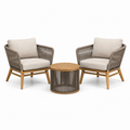 3-teiliges Gartenmöbel-Set mit 2 Sesseln 78 × 74 × 78 cm und Tisch Ø 60 × 45 cm, Braun/Beige