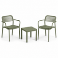 3-teiliges Gartenmöbel-Set Olivgrün mit 2 Armlehnstühlen 57 × 60 × 81 cm und Tisch 45 × 45 × 42 cm