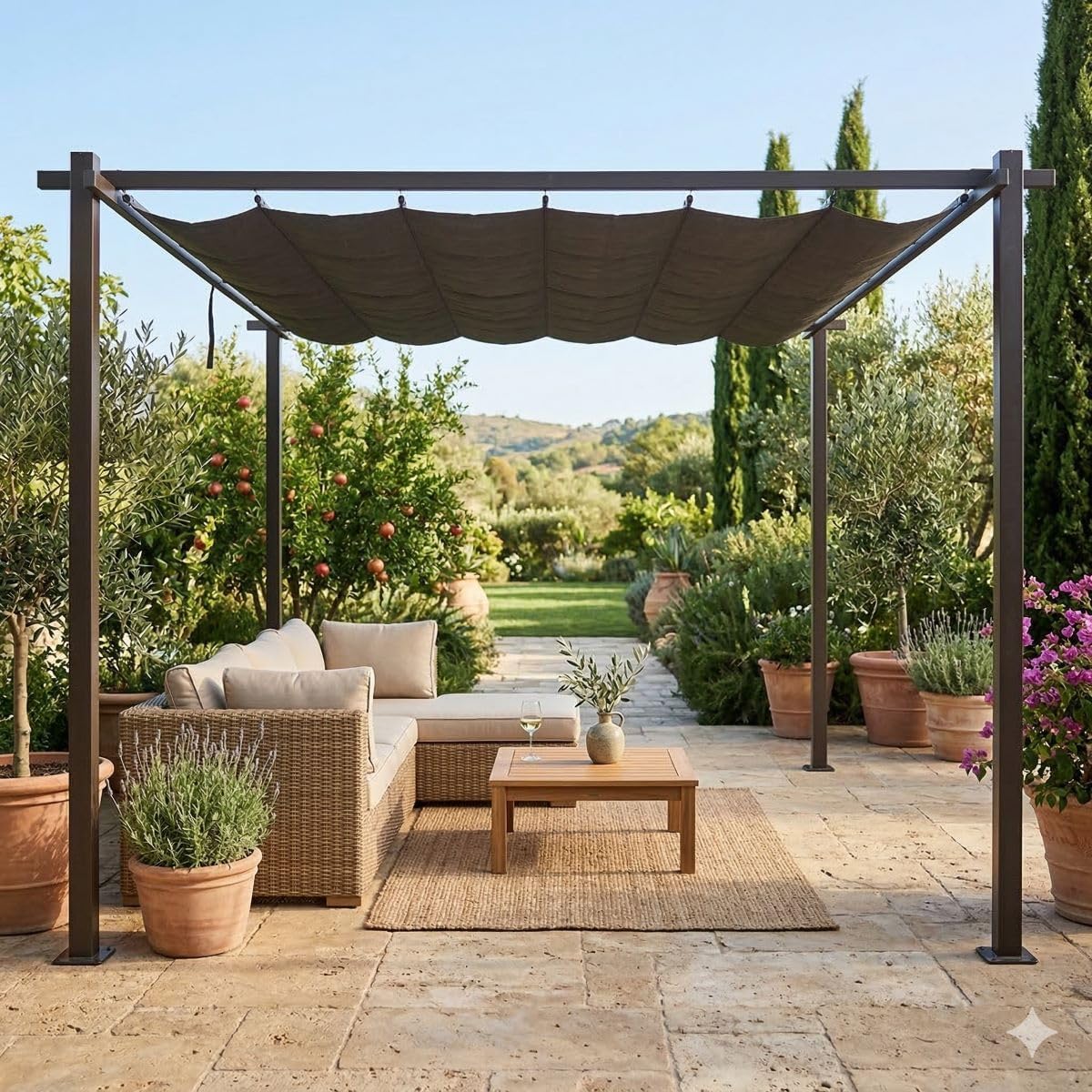 Jet-Line Pavillon, 3 m, anthrazit, Alu 3x4 Luxor Light, Pergola Überdachung, Sonnenschutz, Terrassenüberdachung