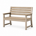 Zweisitzige Holzbank mit Armlehnen, Beige/Hellbraun, 120 × 60 × 90 cm
