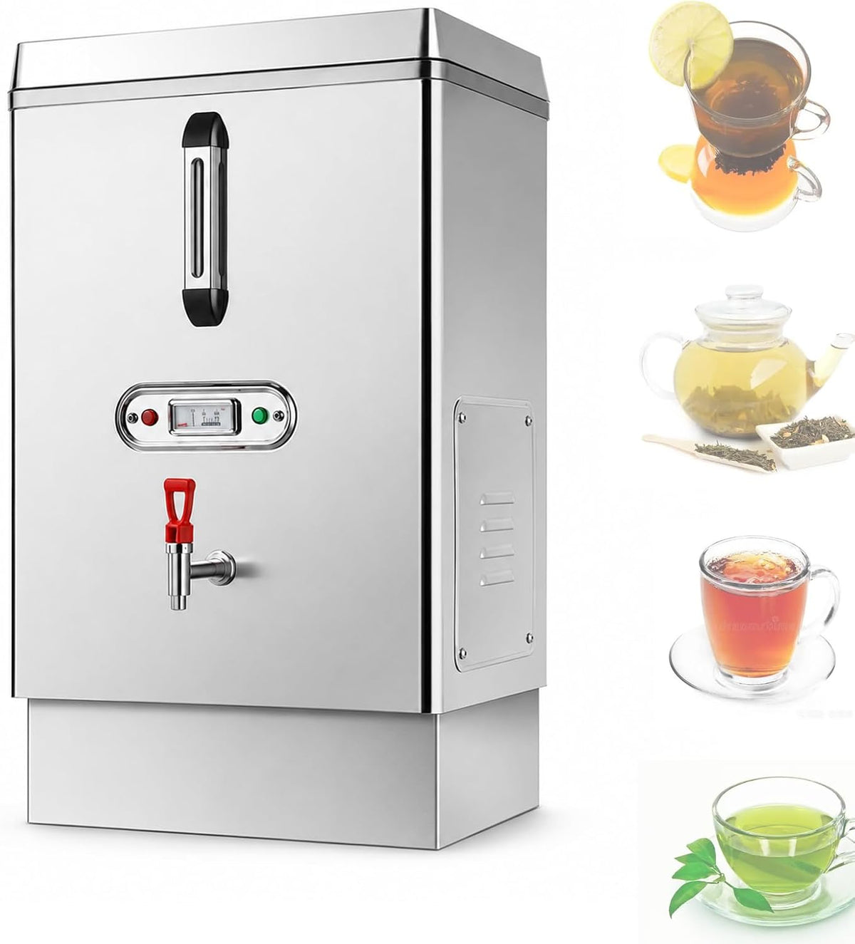 TYH Heißwasserspender, 40 L, Silber, Gewerblicher Wasserkocher, Edelstahl, Automatischer Warmwasserbereiter, Doppelfilter