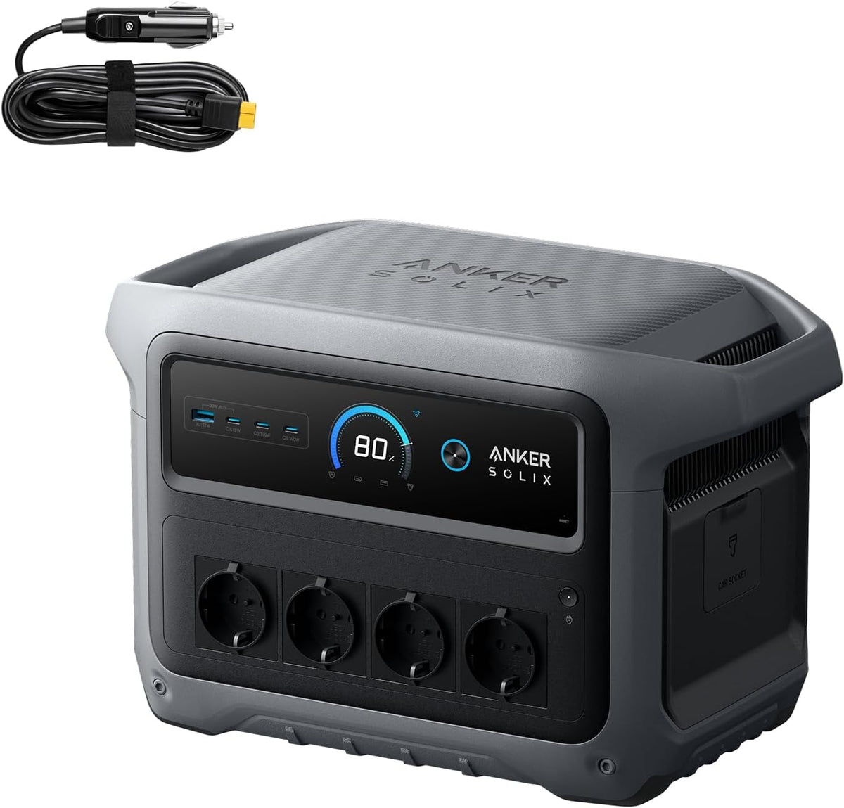 Anker Powerstation, 2.000 W, Schwarz, SOLIX C1000 Gen 2 Tragbare mit Autoladekabel