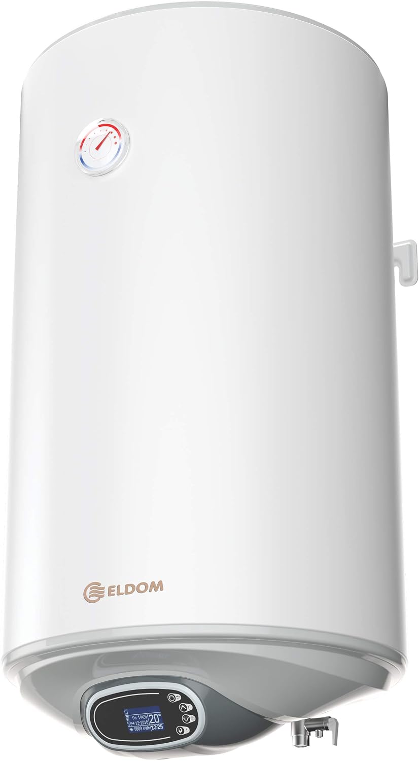ELDOM Küche,Haushalt & Wohnen,Elektrische Küchengeräte, 80 L, weiß/grau, Boiler Warmwasserspeicher druckfest Favourite Digital