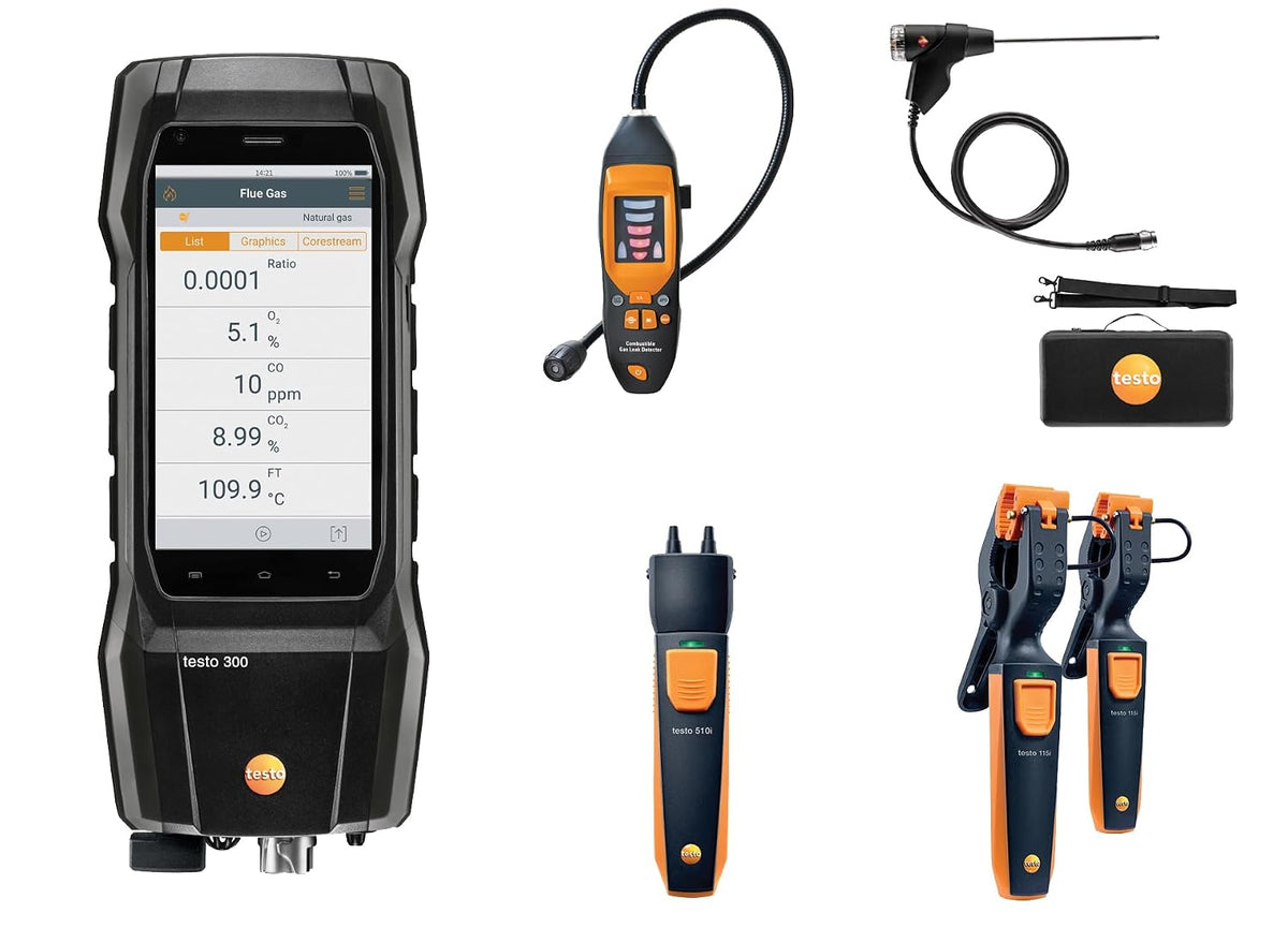 Testo AG Innenraum-Luftqualitätsmessgeräte, Schwarz, 300+ Rauchgasanalysator Ultra-Smart Kit