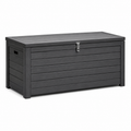 Garten-Aufbewahrungsbox aus Kunststoff, 120 × 55 × 60 cm, Anthrazit/Silber, mit Klappdeckel und Metallverschluss