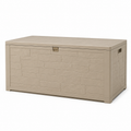 Garten-Aufbewahrungsbox aus Kunststoff mit Klappdeckel, Beige in Steinoptik, 120 × 55 × 60 cm