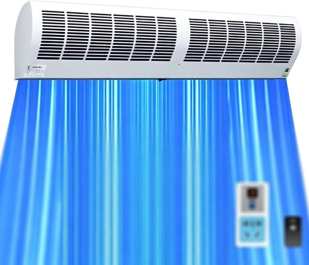 TYH Ventilator, 100 Watt, Schwarz, Wandmontierter Türlüfter, Gewerblicher Luftschleier Mit Fernbedienung, 100 W Effiziente Innenraumluftdichtung