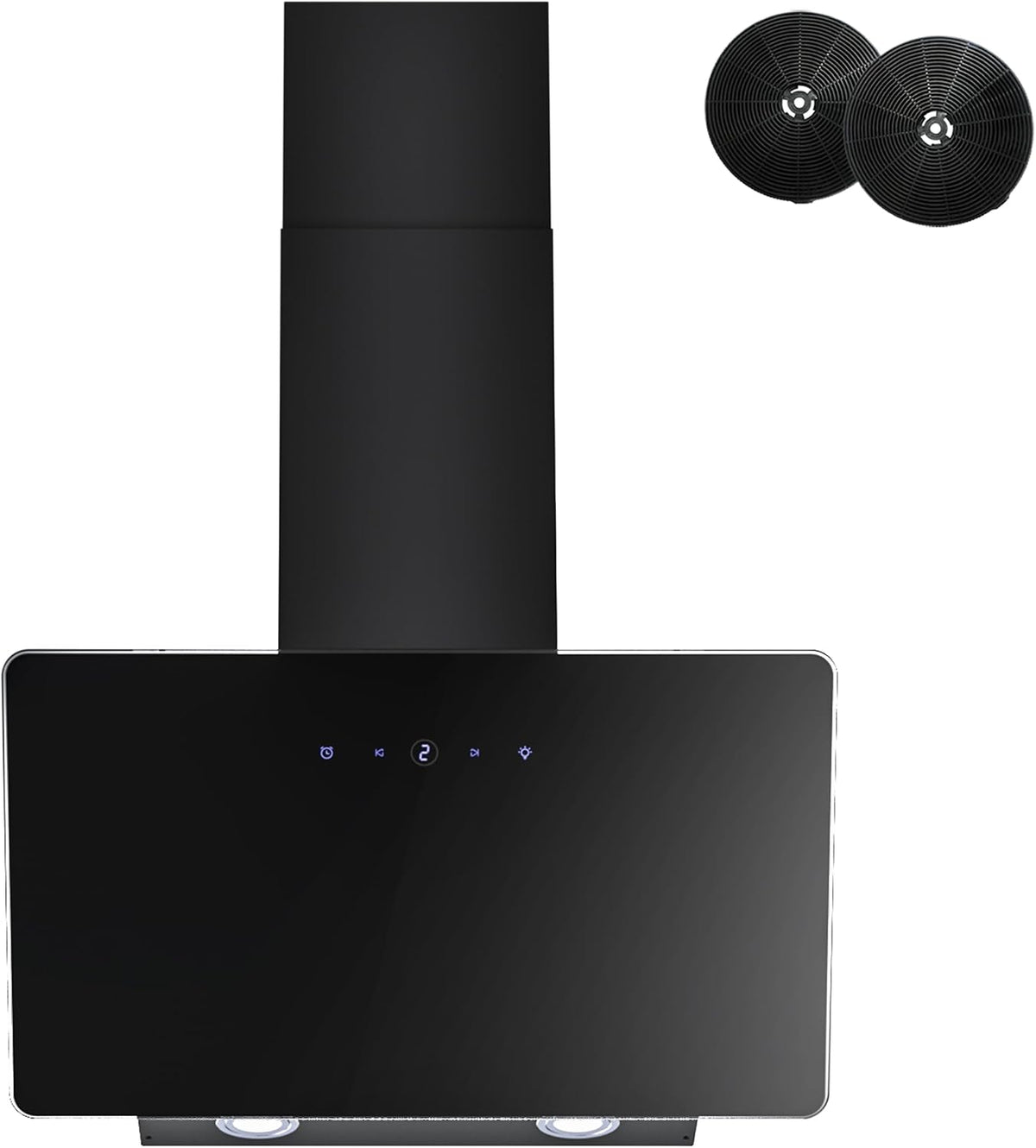 FIREGAS Dunstabzugshaube, 60 cm, Schwarz, Abluft/Umluft- mit Touch Control, LEDs, Bürstenloser Motor, Geräuscharm