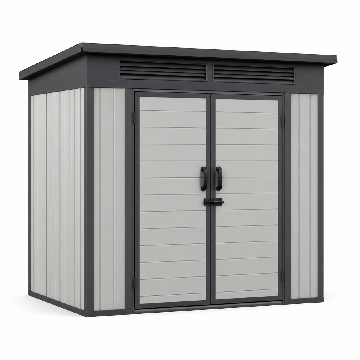 Metall-Gerätehaus 180 × 120 × 200 cm Grau/Anthrazit mit Doppeltür und Belüftung
