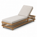 Gartenliege aus Holz in Natur, Beige und Braun, 200 × 75 × 85 cm, mit verstellbarer Rückenlehne