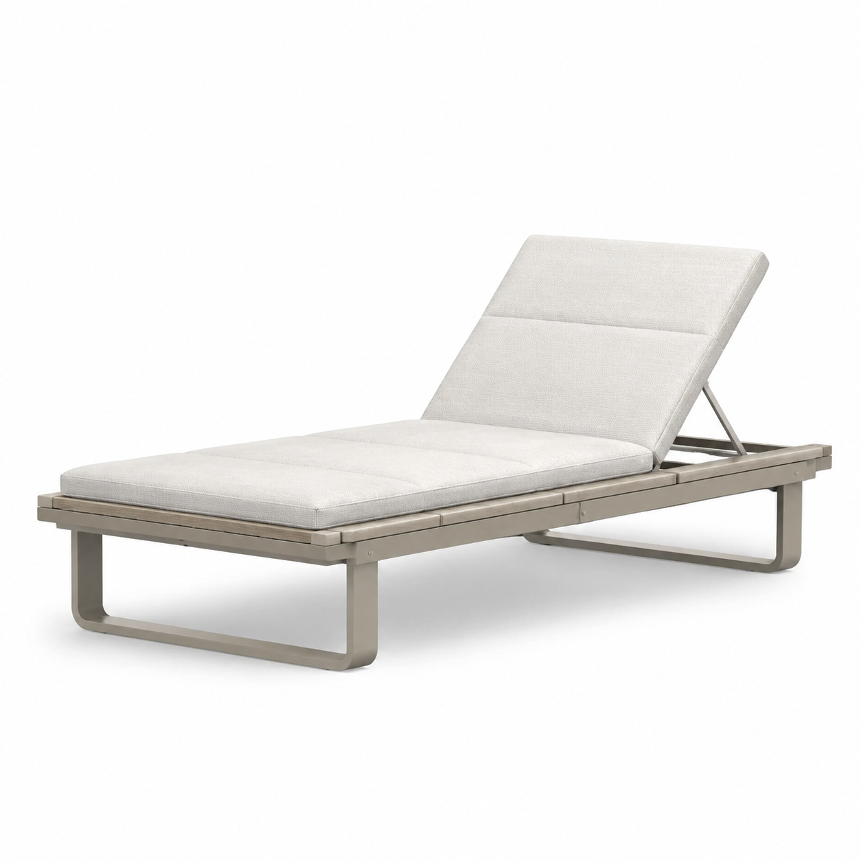 Gepolsterte Gartenliege mit verstellbarer Rückenlehne, Metallgestell, Creme/Taupe, 200 × 70 × 85 cm
