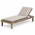 Gartenliege aus Holz und Geflecht mit verstellbarer Rückenlehne, Beige/Natur/Taupe, 200 × 70 × 90 cm
