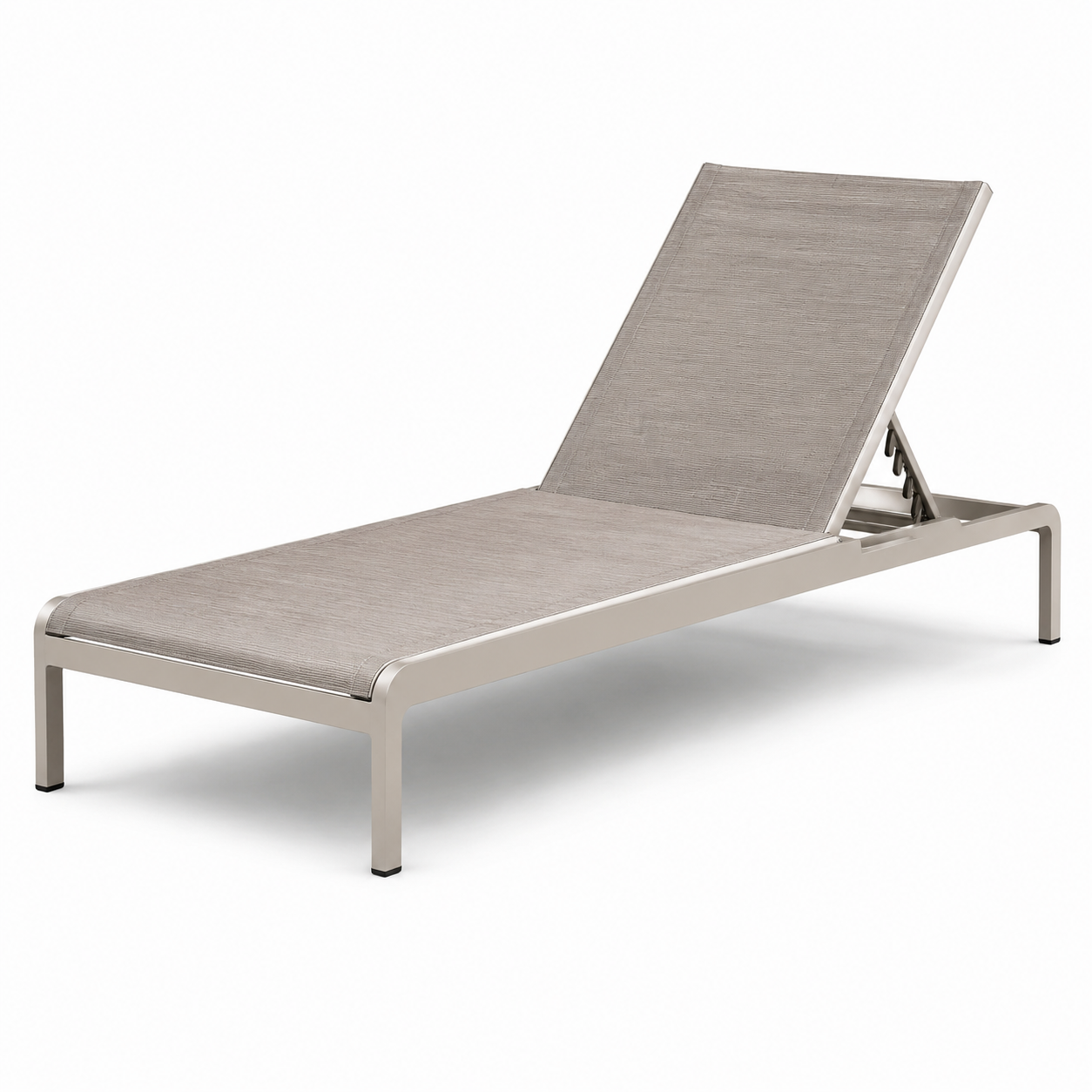 Verstellbare Gartenliege aus Aluminium und Textilgewebe, Taupe/Champagner, 198 × 70 × 35 cm
