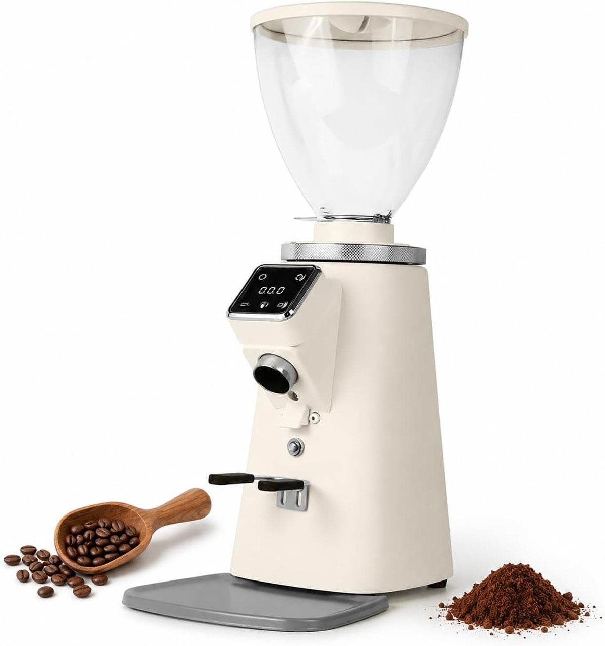 Kaffeemühle Kaffeemaschine, Grau, mit Direktantriebsmotor, Einstellbare Mahlgröße, magnetischer Bodenschacht, Siebträger-Unterstützung