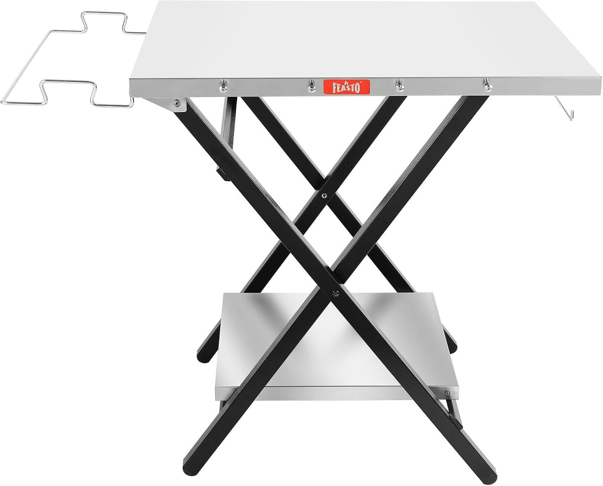 Feasto Pizzaofen, 76,2 x 61 cm, Grau, Outdoor Grilltisch, Faltbarer ständer & Grillständer mit Garagenregal &
