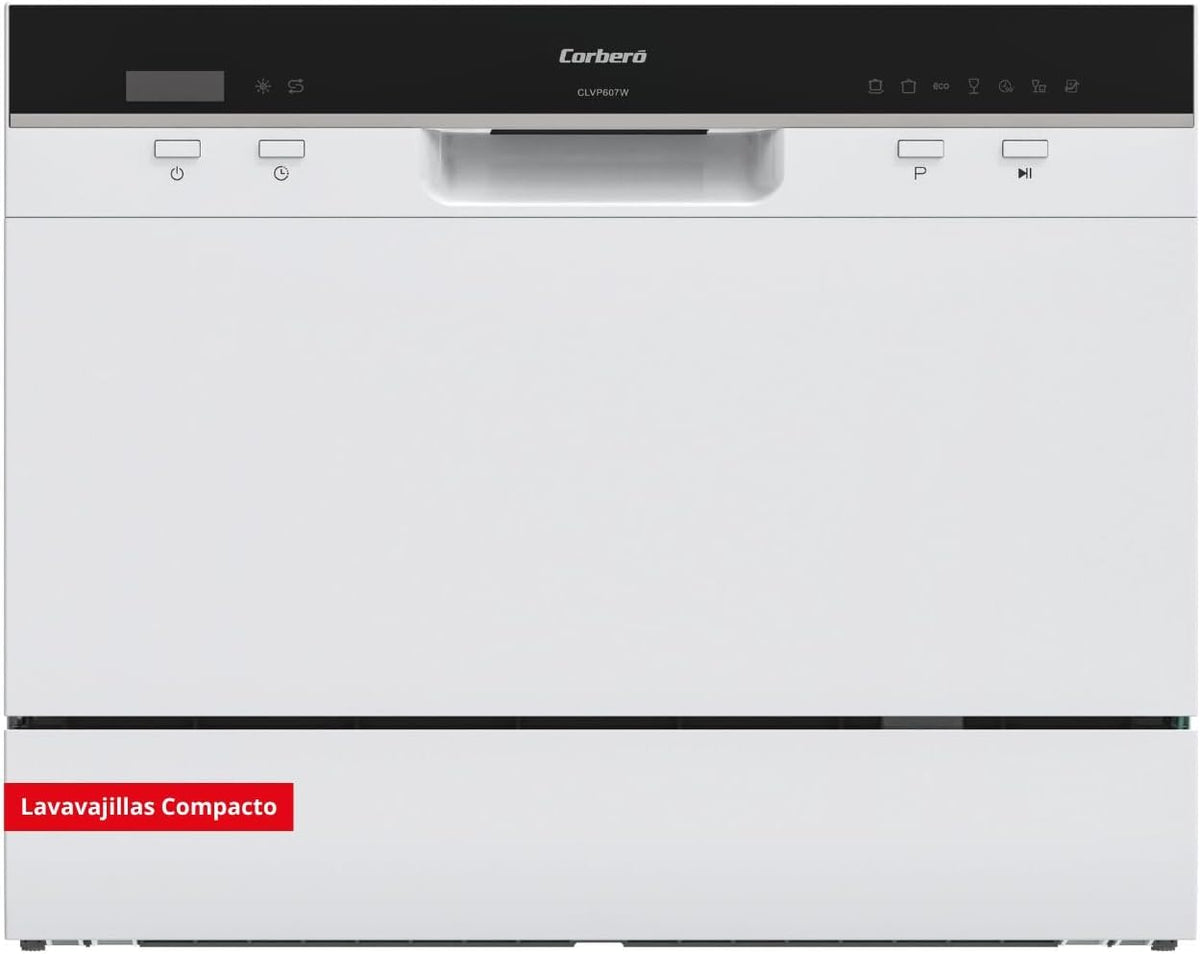 Corberó Geschirrspüler, 49 dB, Weiß, CLVP607 W Tragbarer, 6 Gedecke, 7 Programme, 5 Temperaturen, LED-Display, schnelle Reinigung