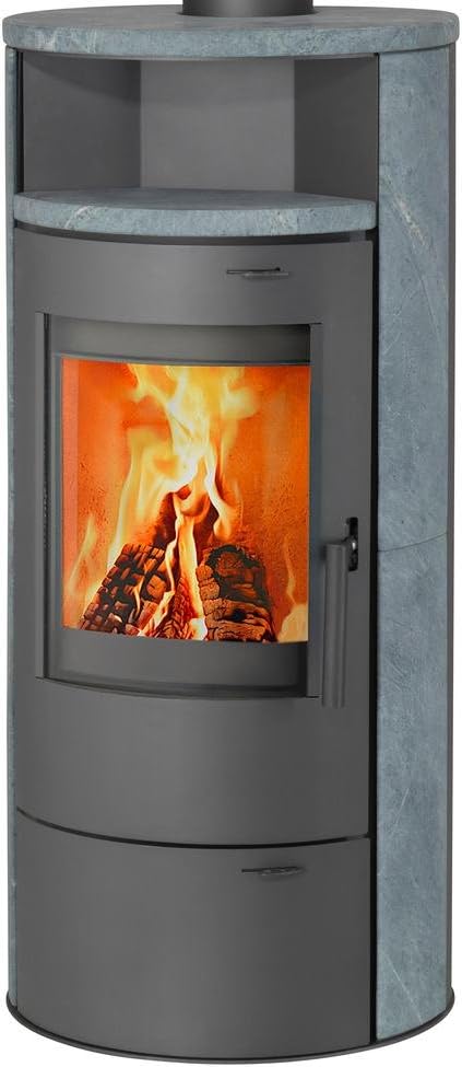 THERMIA Kaminofen, 7 kW, grau, München, Naturstein, Dauerbrand, Automatik