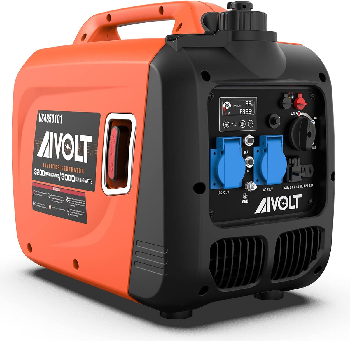 AIVOLT Powerstation, 230 V, Schwarz, Inverter Stromerzeuger 3200 Watt Stromgenerator, Festivals