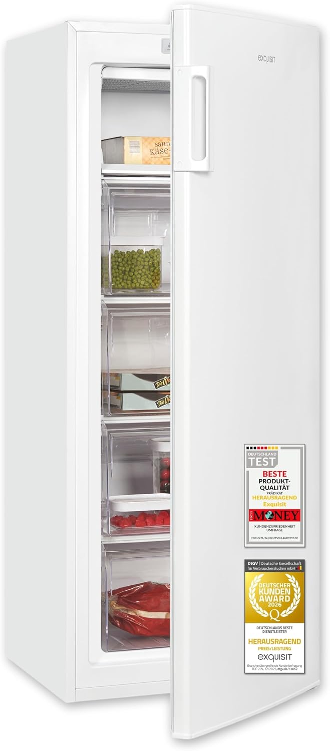Exquisit Gefrierschrank, 168 l, Weiß, GS5230-H-040D - Nutzinhalt - Klasse D