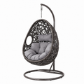 Freistehender Hängesessel aus Stahl und Polyrattan, 105 × 105 × 195 cm, Dunkelbraun/Grau