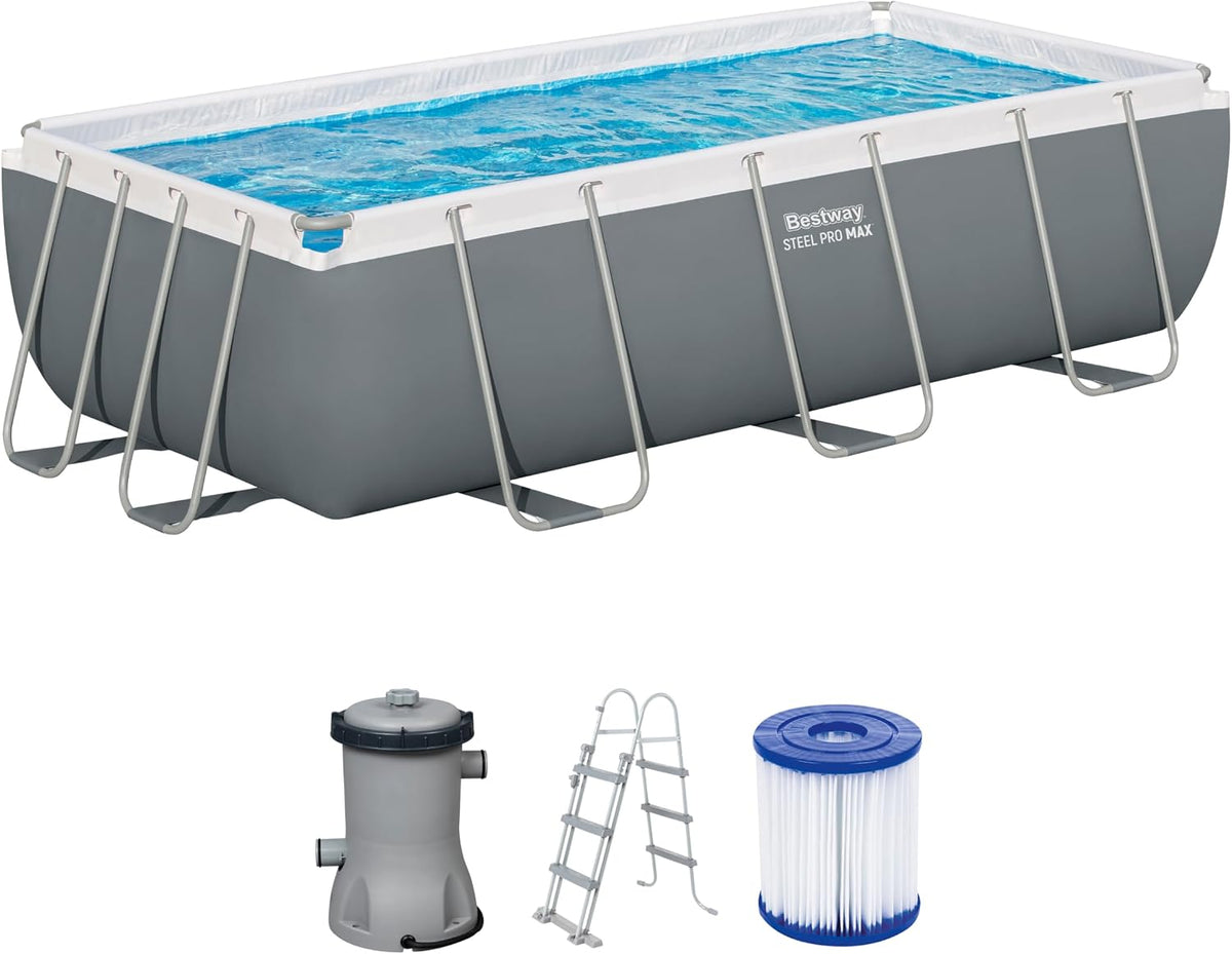 Bestway Stahlrahmenpool, 404 x 201 x 100 cm, Wasserkapazität (90 %): 6.478 Liter, grau