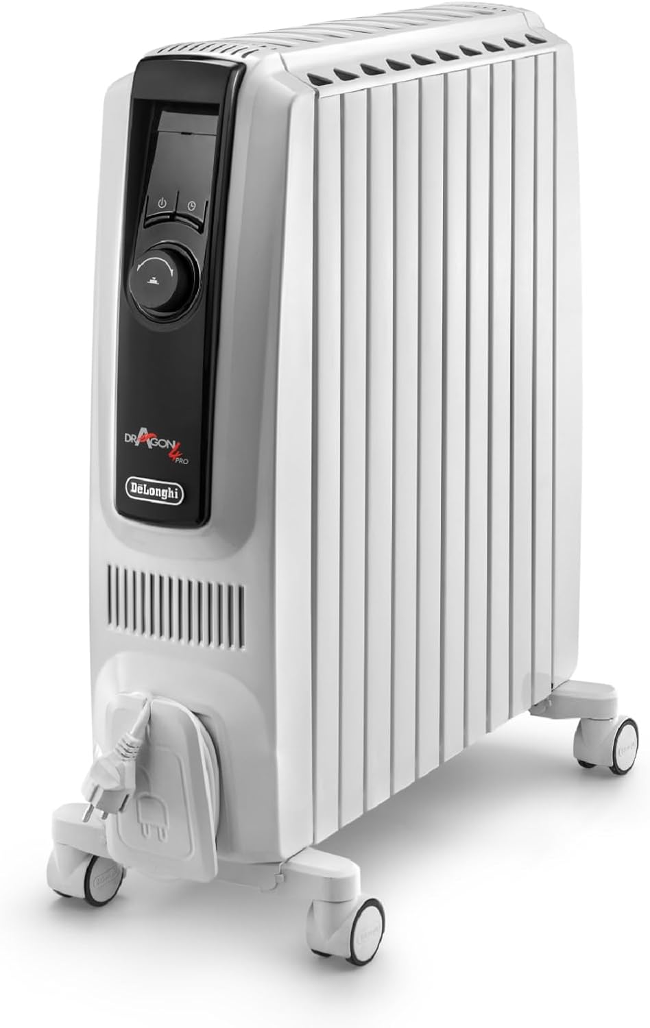 De'Longhi RotoFry F 28313.W Roto-Fry System for 50% Less Oil Easy Clean System Timer Oil Elektroheizkörper, Weiß/Schwarz