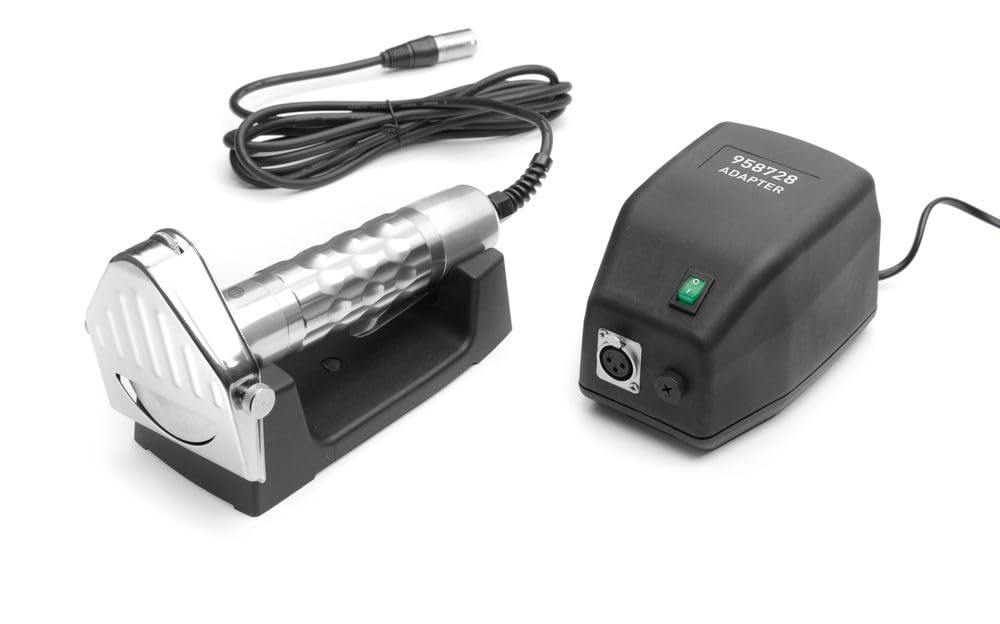 HENDI Elektromesser, 115 mm, 230 V, 80 W, Silber, Dönermesser, Kebabschneider, Inklusive Klingenschärfstein, Klingenständer und Schraubenzieherr