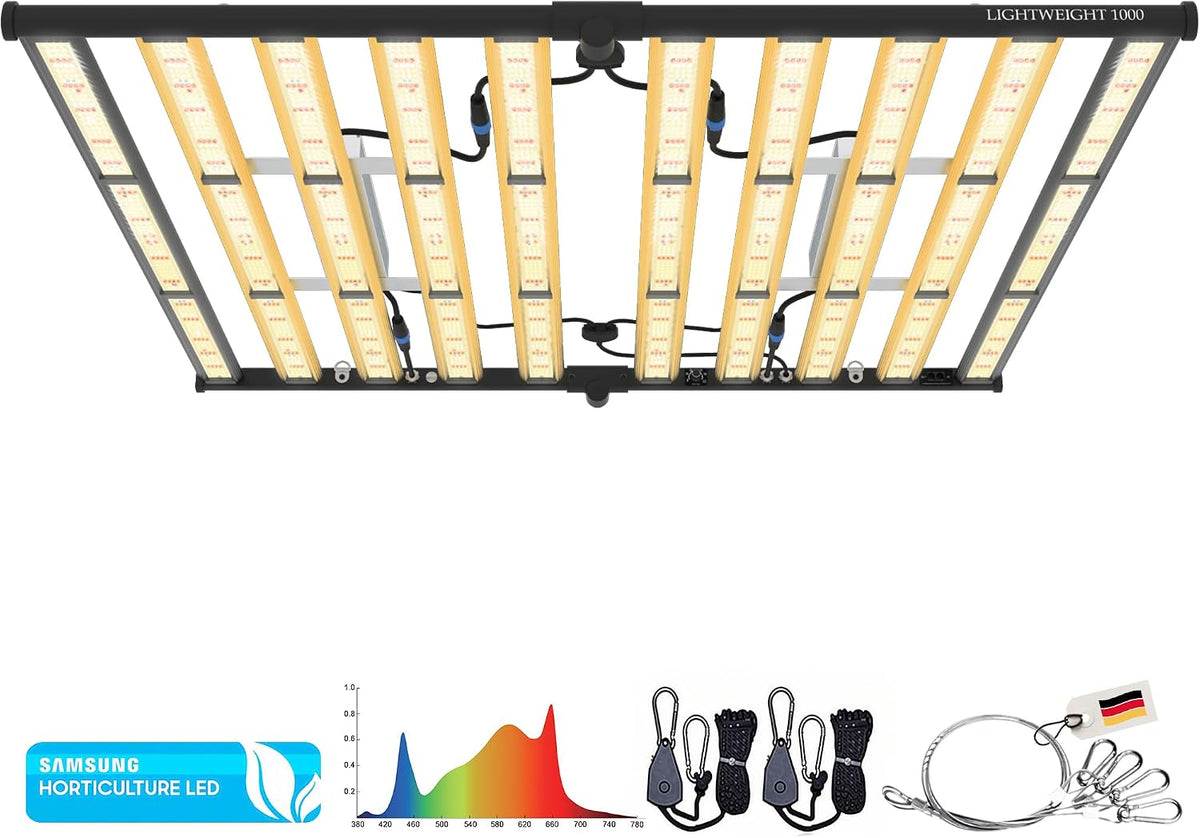 The Hookah Gewächshaus, Schwarz, GROW 1000 Watt Vollspektrum LED (mit UV- und Infrarotlicht), leistungsstarke Pflanzenlampe