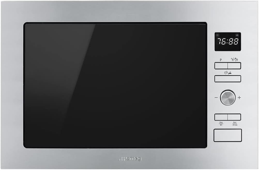 Smeg Mikrowelle, 900 W, 25 L, Schwarz/Silber, FMI425X Einbau- mit Grill Edelstahl