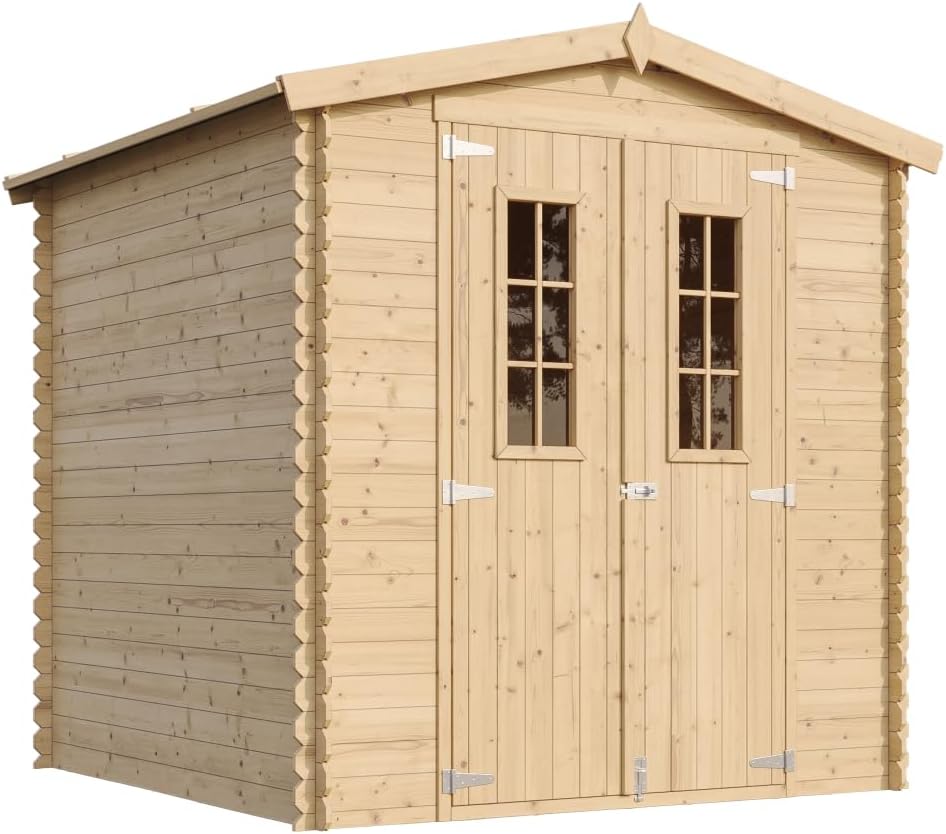 Gerätehaus TIMBELA, Schwarz, Gartenhaus Holz - Geräteschuppen Holz - B216xL206xH216 cm/