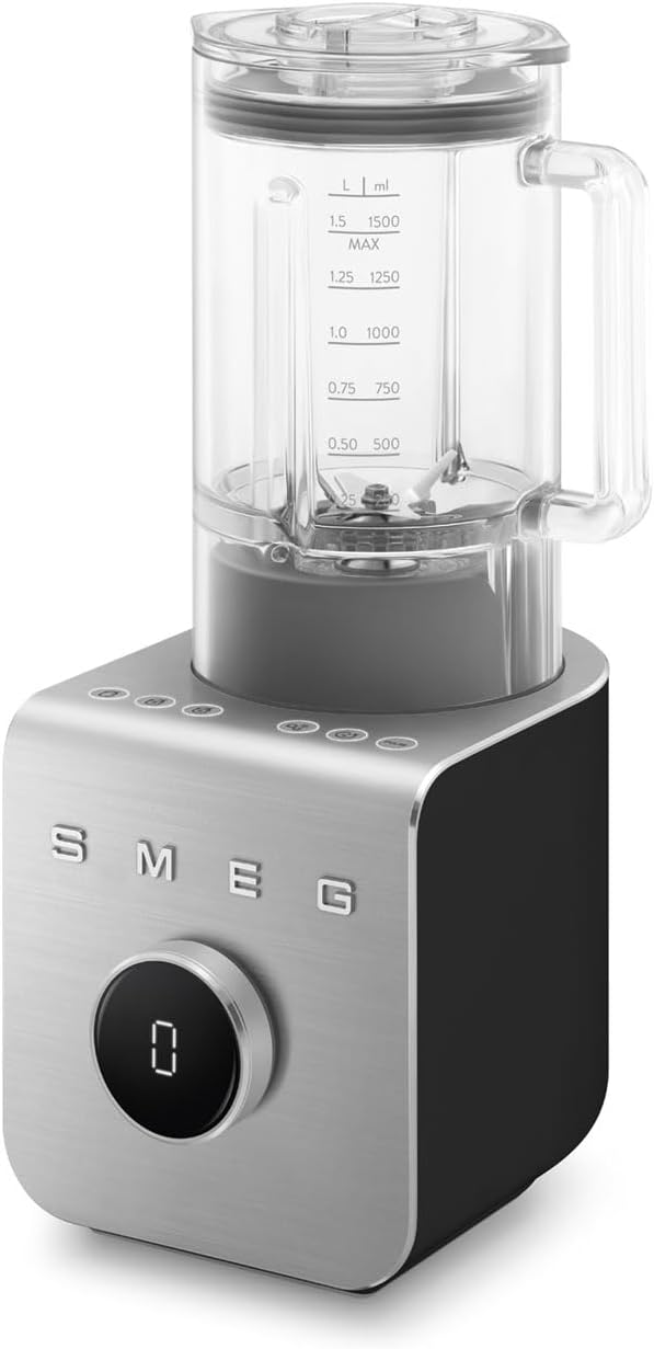 Smeg Standmixer, 1400 W, Schwarz, Hochleistungsmixer BLC01BLMEU, 5 voreingestellte Programme, 9 manuelle Geschwindigkeitsstufen