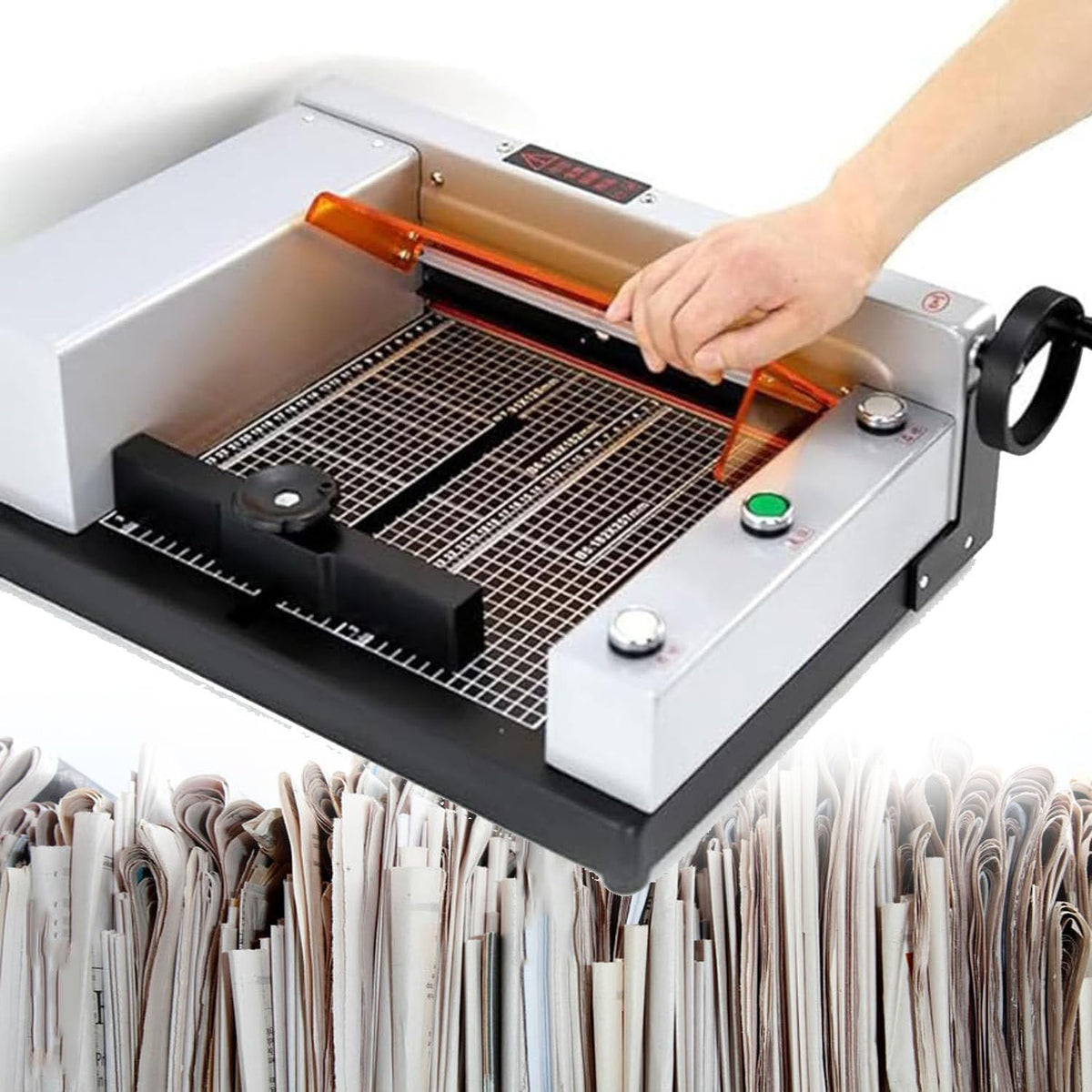 TIANQIHAO Allesschneider, 300 Mm, 40 Mm, Stahl, Grau, Elektrischer Papierschneider, Tisch- Und Industrie-Papierschneidemaschine