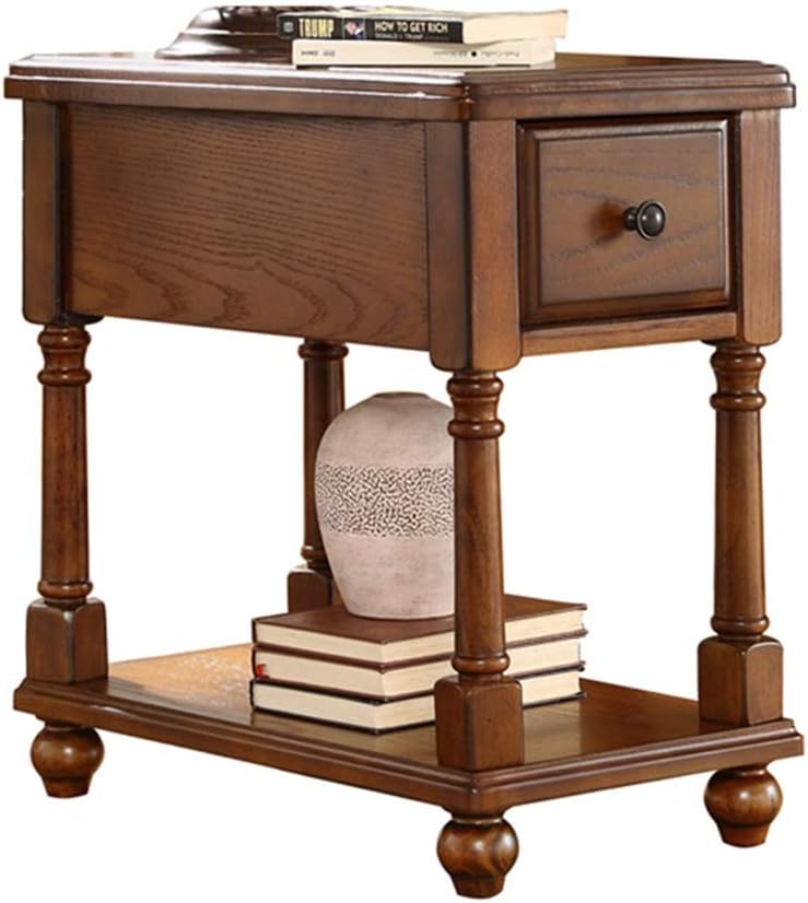 CAFIEDR Sofa, 56 cm, 40 cm, 58 cm, Eiche, Couchtisch 2-lagiger Ablagetisch, Sideboard mit Schubladen, Fernsehschrank aus Massivholz