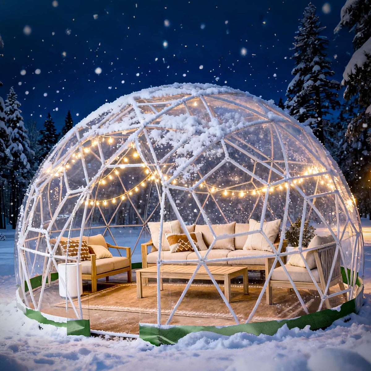 Yorkgargen Gewächshaus, 1.8m, transparent/weiß, 2.9 x Gartenkuppel Igloo, Gartenkuppel TPU Blasenzelt für 2-4 per