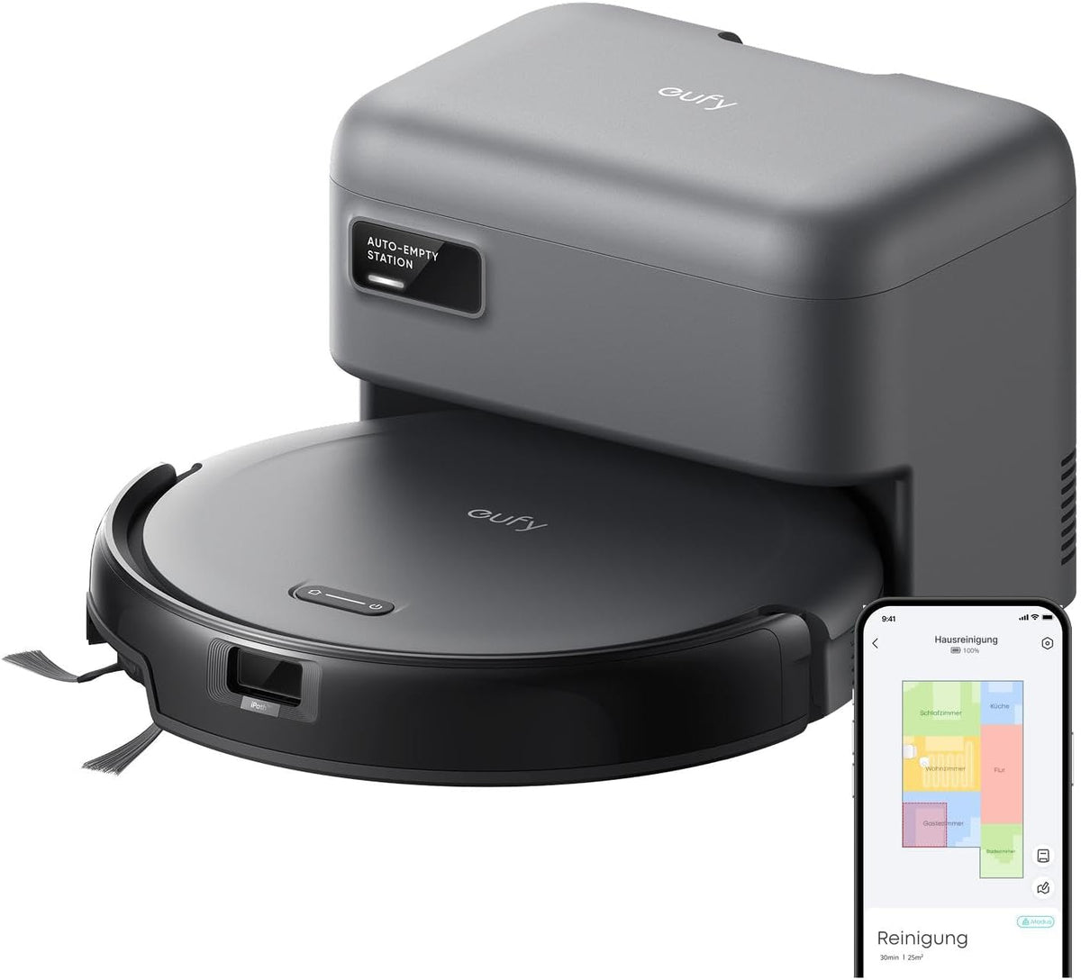 eufy Saugroboter, Grau, C10 mit automatischer Entleerung