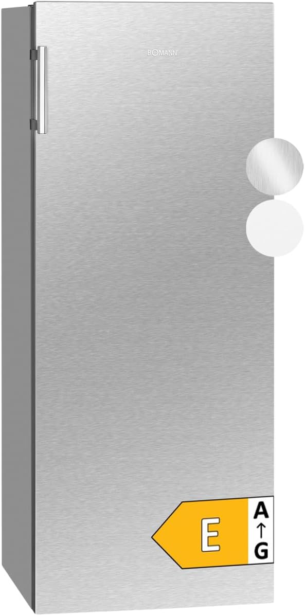 Bomann Getränkekühlschrank, 143 cm, 40 dB, 242 L, Silber, Kühlschrank ohne Gefrierfach, Energieklasse E, 5 Ablagen