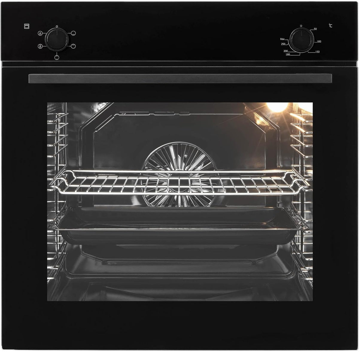 Oranier Backofen, 80 Liter, Schwarz/Silber, Einbau - Elektro-Ofen autark mit 6 Programmen, Garraum