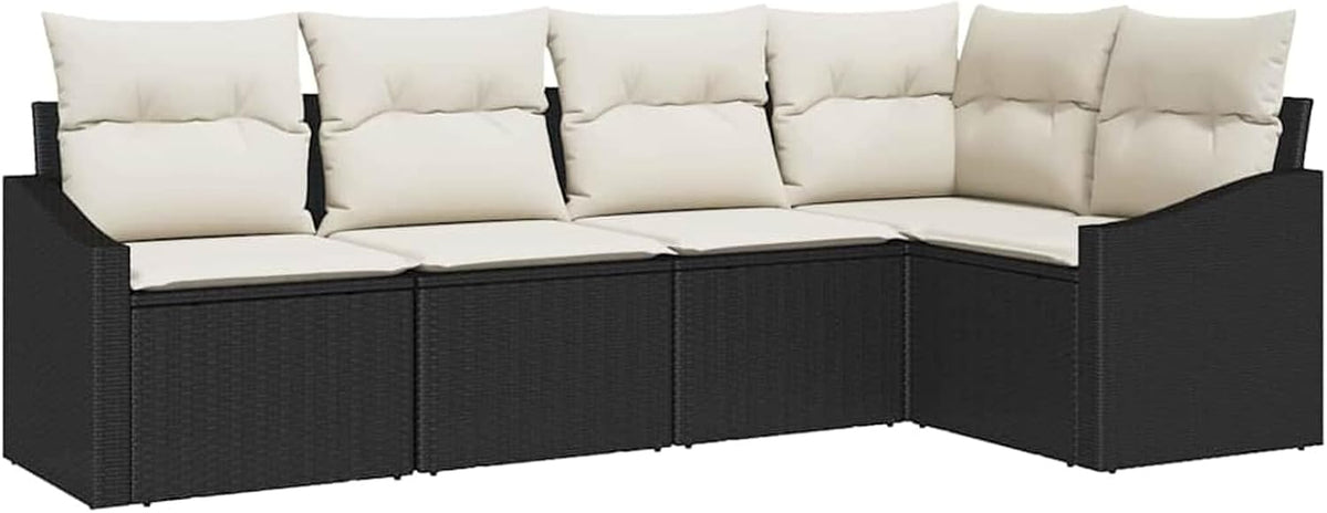 Gartenmöbel-Set ATOMSTACK MAKER, Poly-Rattan, Schwarz, HOMELEN Gartensofa-Set 5-teilig -Weiß Poly-Rattan