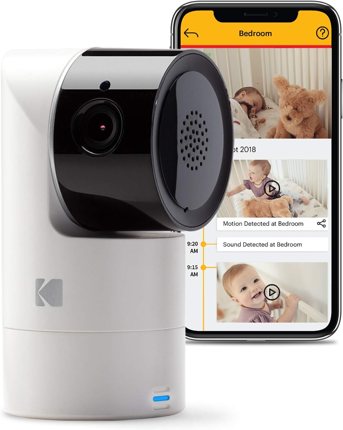 KODAK Kamera, Schwarz, Cherish C125 Smart Baby Camera mit Mobiler App - Hoch, Neigen und Zoomen, Zwei-Wege-Audio